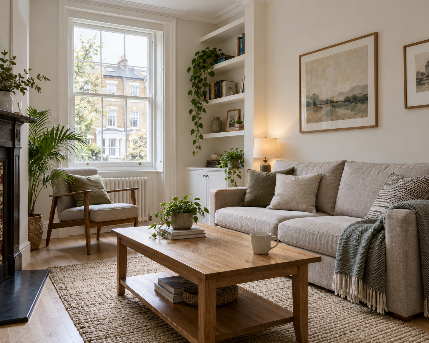 A bright, homely living room in a New Chapter Housing property