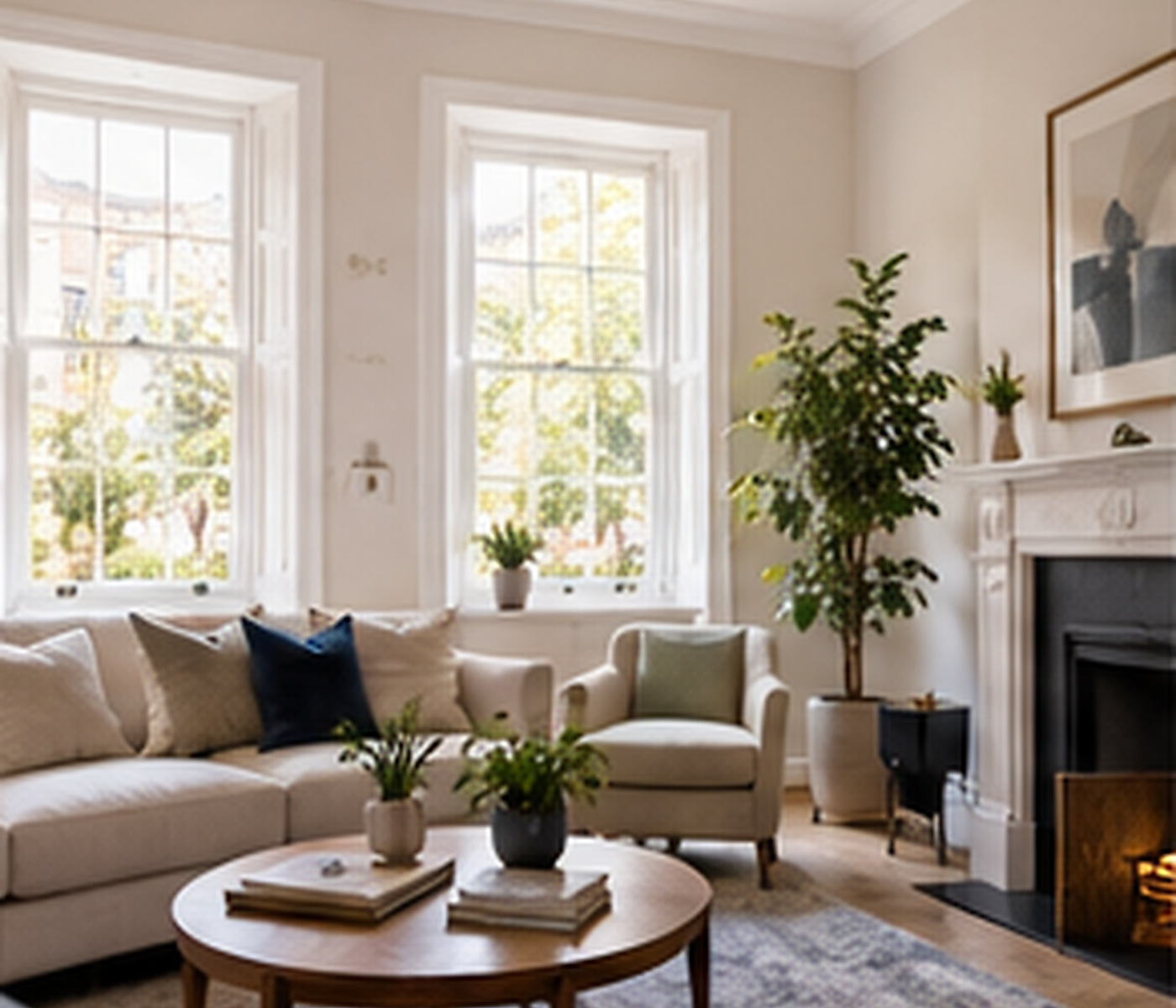 A clean, furnished living room in a London rental flat